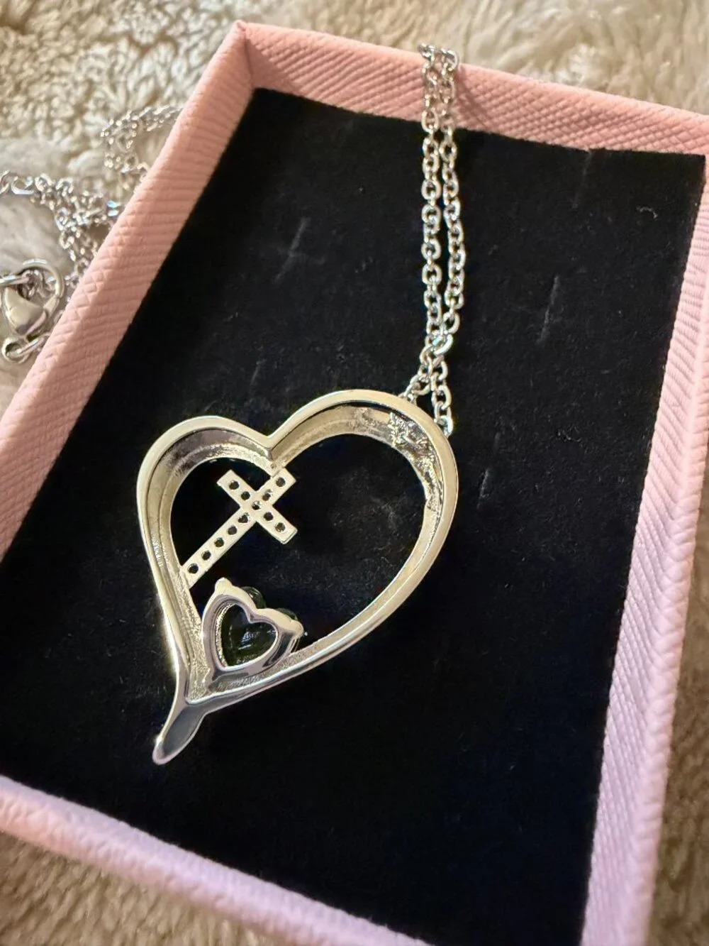 I Am a Child of God Heart & Cross Birthstone Necklace Religious Teen Child Gift